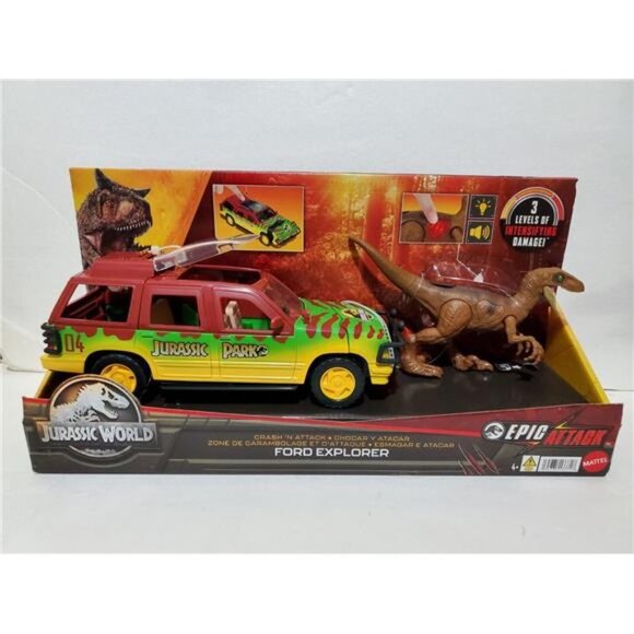 Jurassic World Jurassic Park Vehicle and Dinosaur Destruction Ford Truck Toy